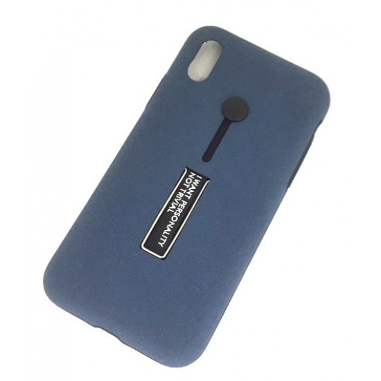 Capa Silicone Dura Kickstand Com Alça De Dedo Apple Iphone X/ Xs Azul